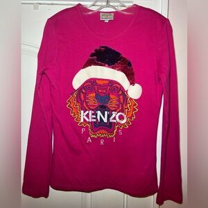 Kenzo Kids long sleeved cotton Logo Tiger Santa flip shirt